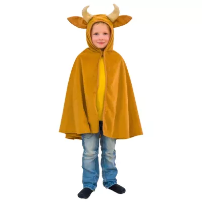 Cape, Hooded cloak, Kids costume, Antelope/Deer horns, Brown color