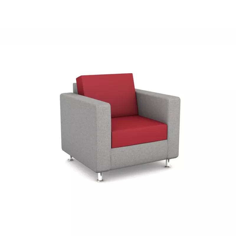 Armchair, Grey, Red, Cushioned chair, Metal legs