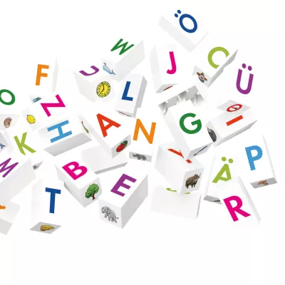 Alphabetblöcke, Buchstabensteine, Bildungsspielzeug, bunte Buchstaben, Tierbilder