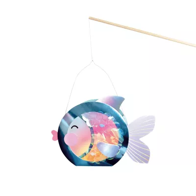 Fisch-Mobile, Wanddeko, Kinderzimmer, 2D-Papierkunst, Hängeornament