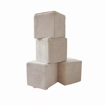 Kissenwürfel, Stoffwürfel, Beige, Kuschelkissen, Wohnaccessoire