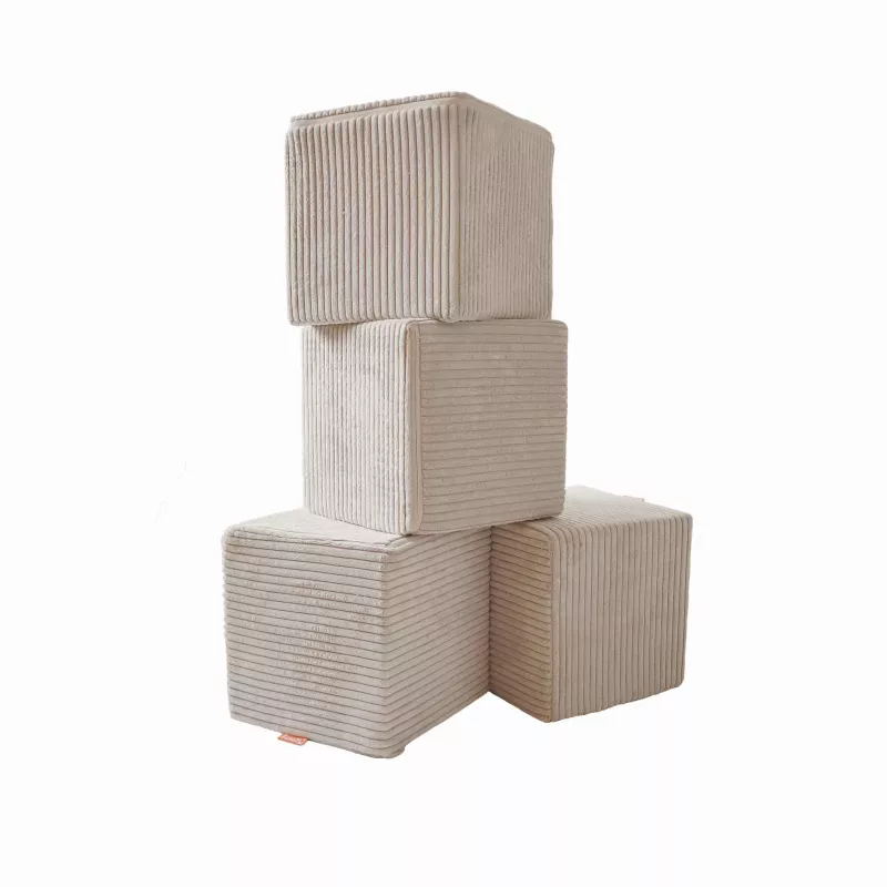 Kissenwürfel, Stoffwürfel, Beige, Kuschelkissen, Wohnaccessoire