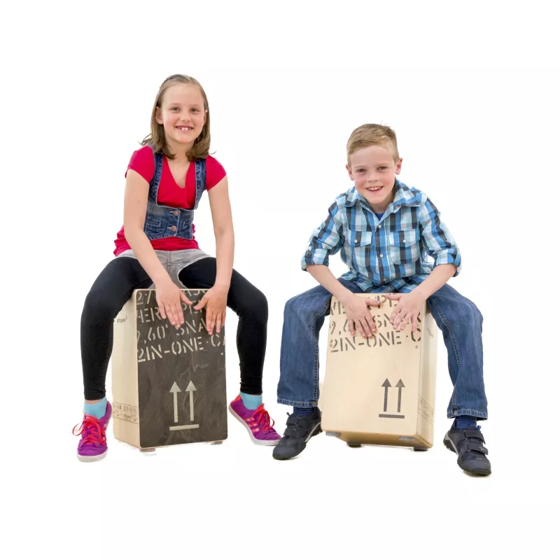 Kinder, Cajon, Paar, Holzkiste, Lagerpaket