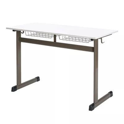 schreibtisch, tisch, stahl, auflage, metall