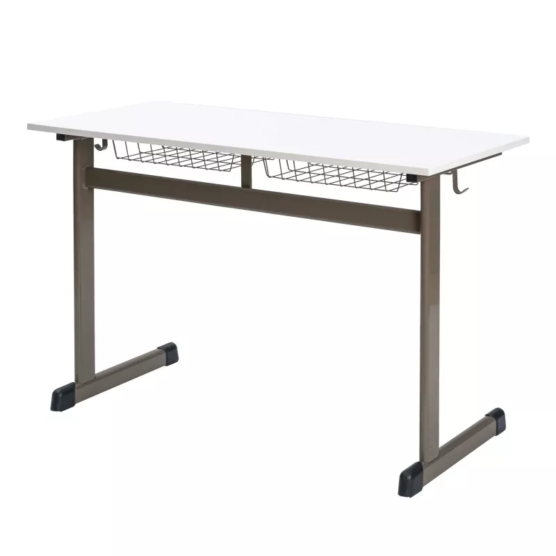 schreibtisch, tisch, stahl, auflage, metall