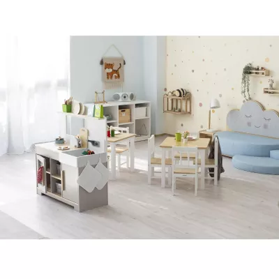 Kinderzimmer, Möbelset, Küche-Spielbereich, Holzstuhl, Pastell