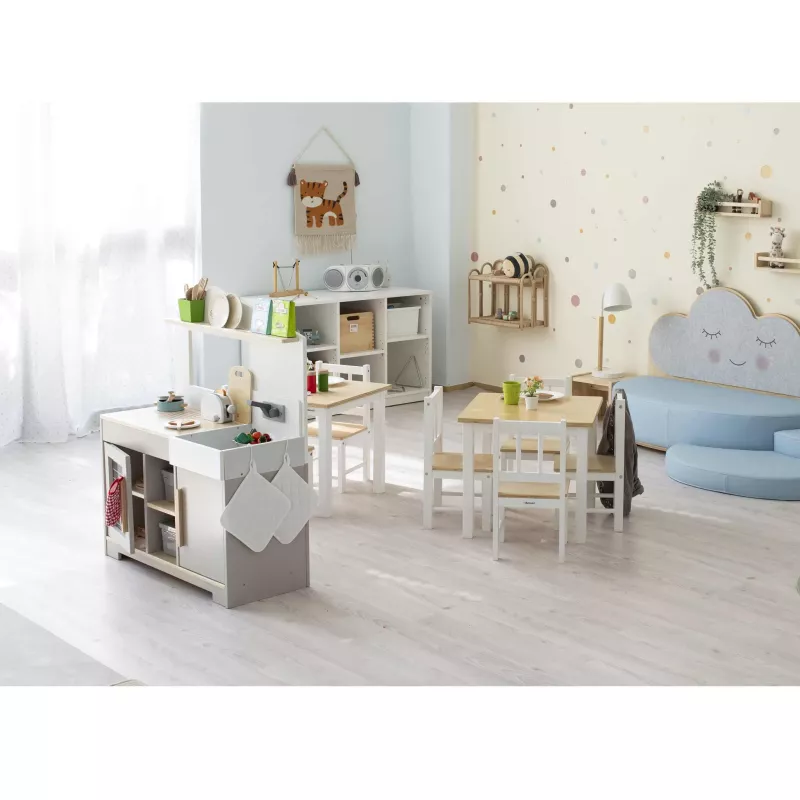 Kinderzimmer, Möbelset, Küche-Spielbereich, Holzstuhl, Pastell