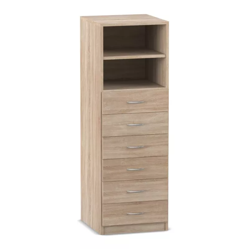 ct dresser, storage cabinet, drawers, open shelf, wood veneer