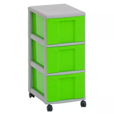 Aufbewahrungswagen, Schubladenbox, Rollcontainer, Kunststoff, Grün