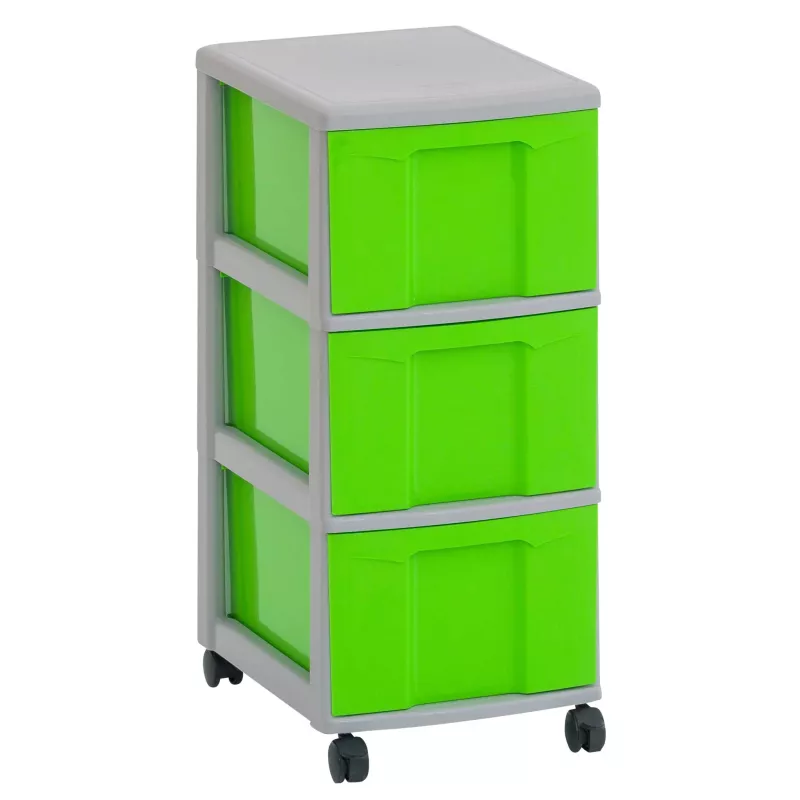 Aufbewahrungswagen, Schubladenbox, Rollcontainer, Kunststoff, Grün