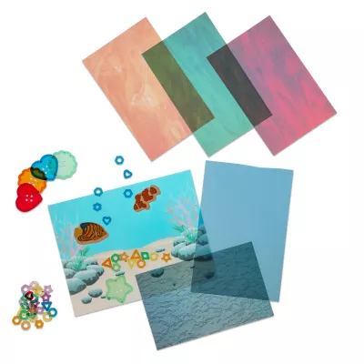 papierkarten, unterwasserwelt, aquarium, farbige kartons, perlenanhänger