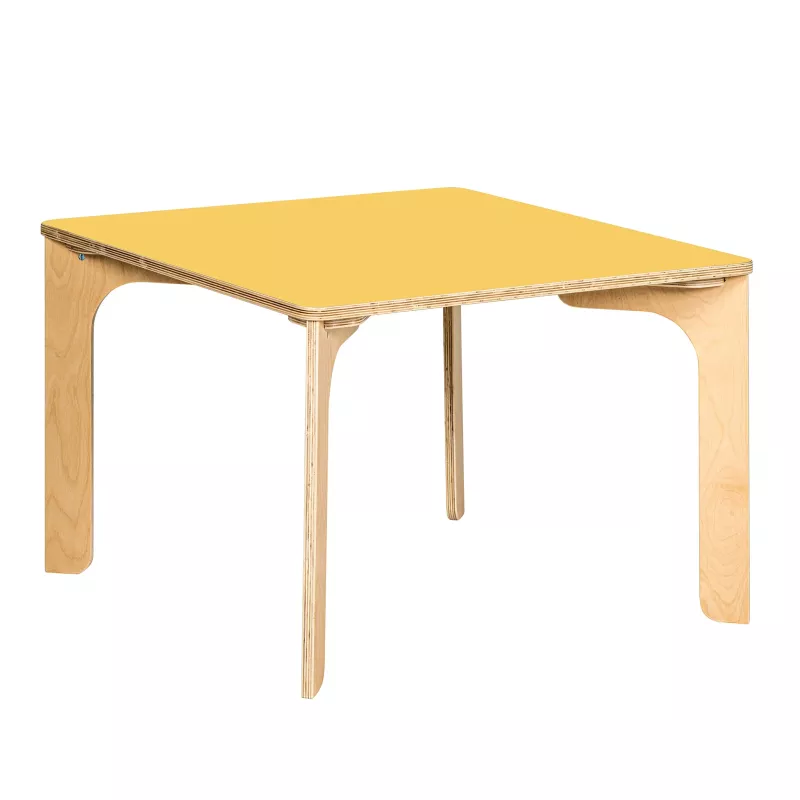 Kinder-Tisch, Holztablett, Kieferholz, Gelb Tischplatte, Gerade Beine