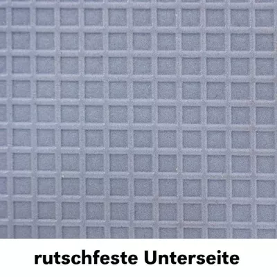 gummierte Unterseite, rutschfeste Oberfläche, Plattenmuster, Gitterstruktur, Gummimatte