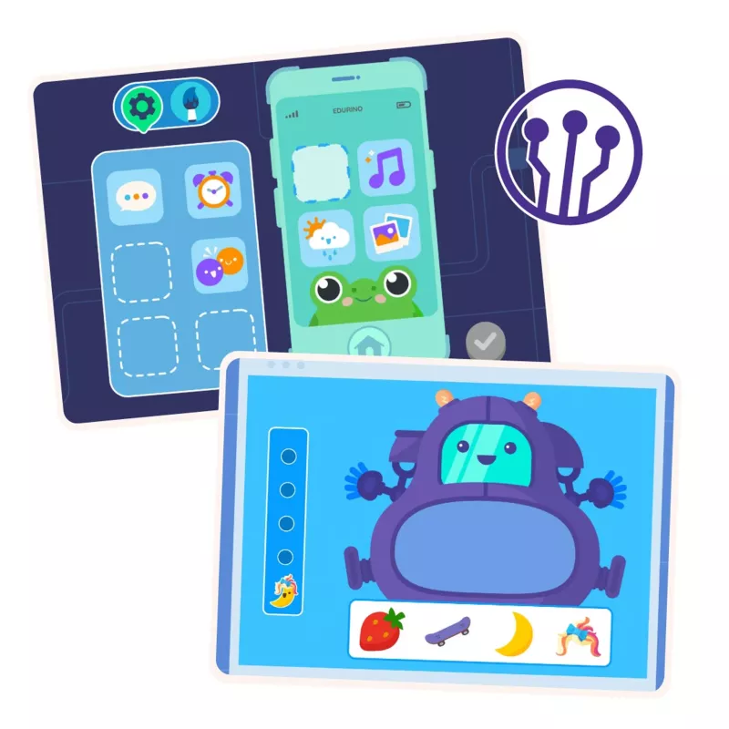 Kinder-Tablet, Tablet-Charakter, Bildschirm, App-Symbole, Spielzeug-Tablet