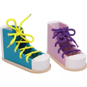2 Fädelschuhe aus Holz