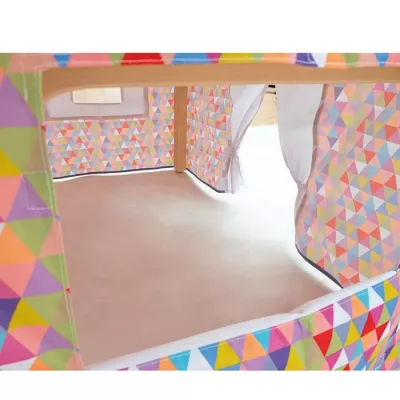 Tunnel, Spielzelt, Geometrikmuster, bunt, Stoffwände