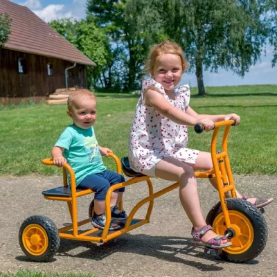 Trike, Kinderfahrrad, Gelb, Schultertandem, Kinder spielen