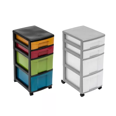 Flexeo® Rollcontainer mit 2 flachen und 2 hohen Boxen