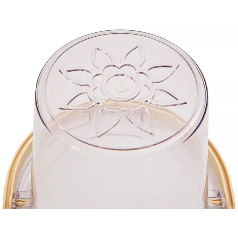 gläserner Deckel, Blumenmotiv, transparenter Deckel, zylindrischer Behälter, goldener Rand