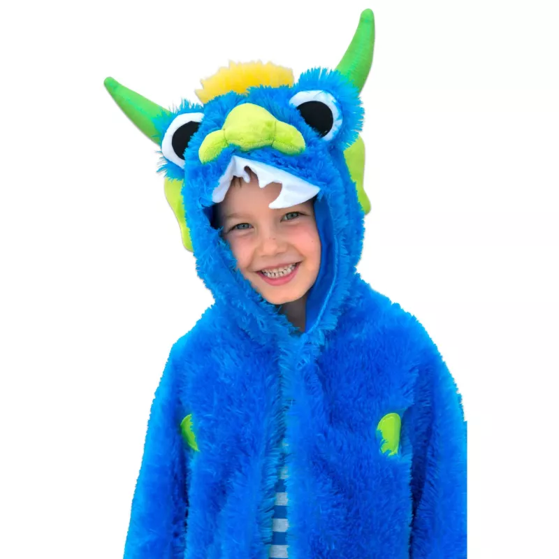 Kinderkostüm, Drachenkostüm, Fellmantel, Blau, Hut/Ohren-Dragon