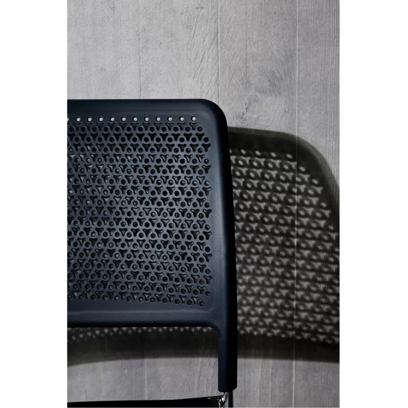 Stuhl, Sitzschale, Perforierter Sitz, Metallstuhl, Schwarz