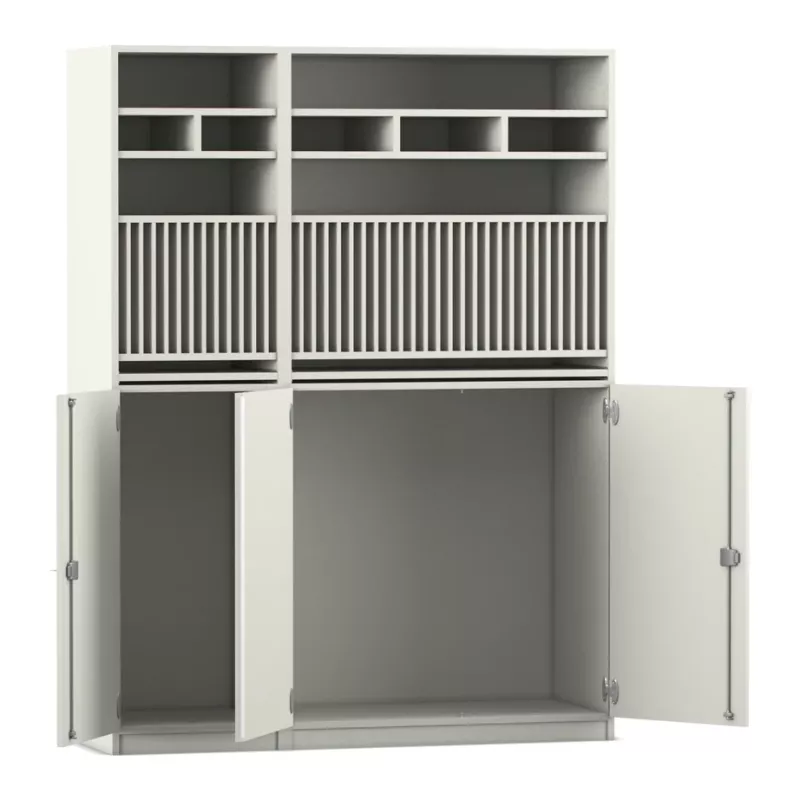 Küchenschrank, Vitrinenschrank, geschlossener Stauraum, Schrank mit Glieder shelves, Metallstruktur?