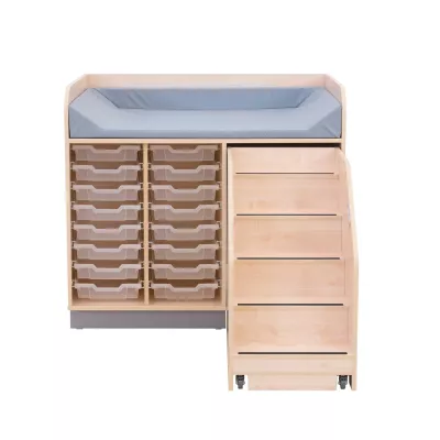 Kinderbett, Aufbewahrung, Schubladen, Rollcontainer, Holzbedienung