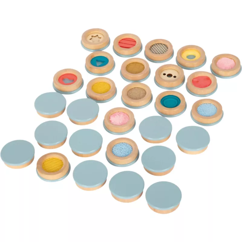 Fühlmemory, Holzspielzeug, taktile Plättchen, verschiedene Oberflächen, Pastellfarben
