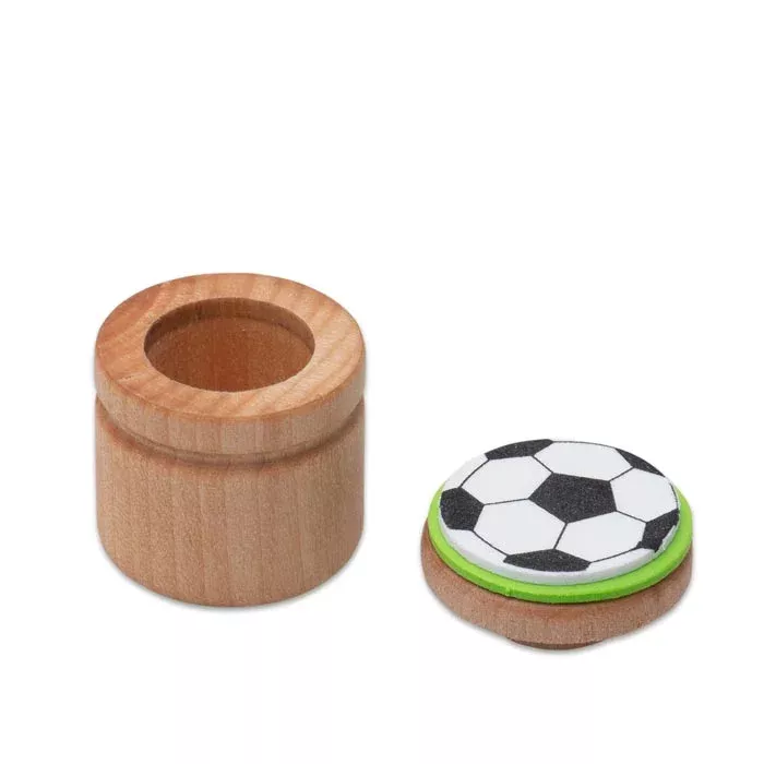 Holzbehälter, Holzdeckel, Knopf-Deckel, Miniatur-Behälter, Soccer-Pattern