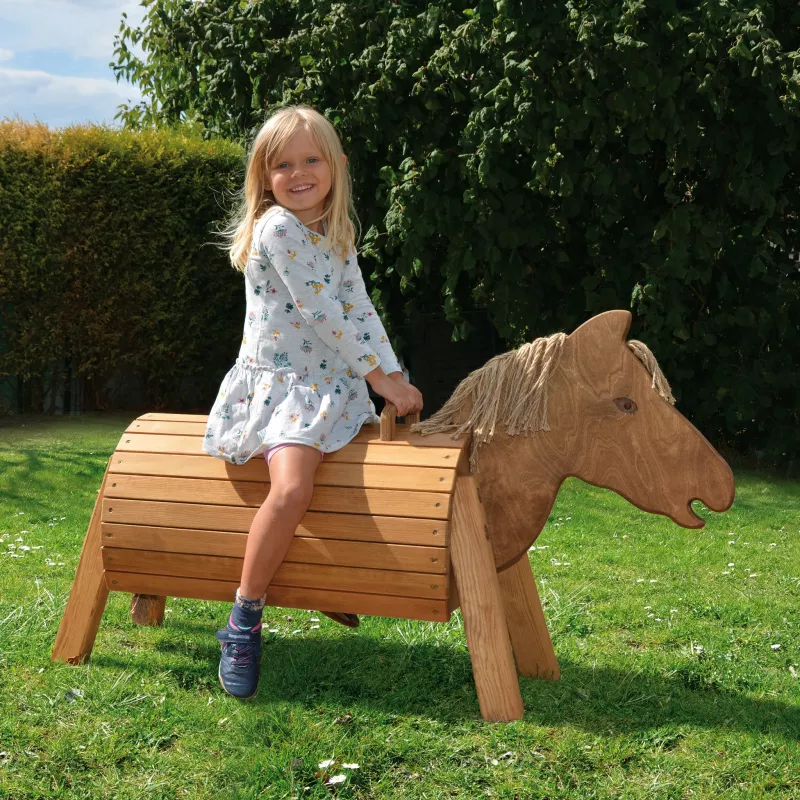 Holzpferd, Sitze Pferd, Spielzeug, Kastanienbraun, Garten