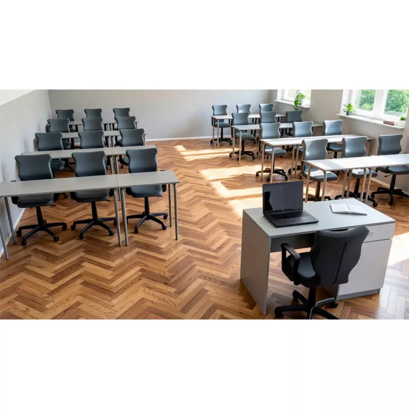 Schulmöbel, Schülertische, Stühle, Lehrertisch, Drehstuhl