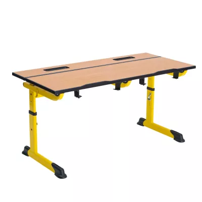 Schreibtisch, Werkbank, Klappbarer Tisch, Holzplatte, Gelb-Schwarz
