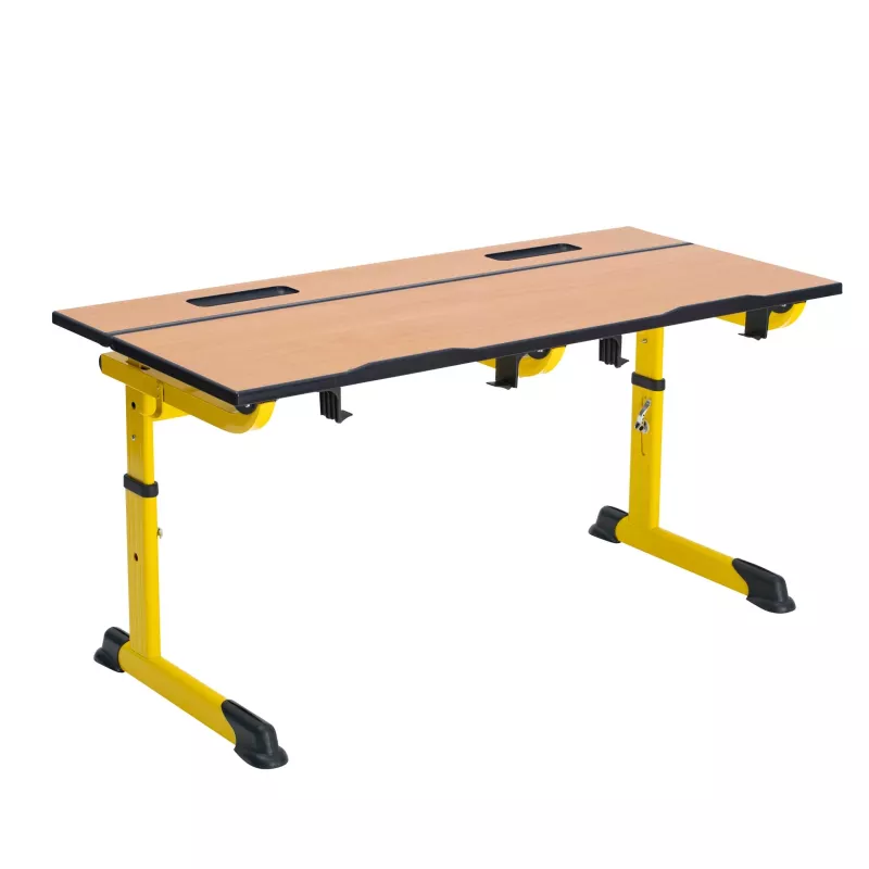 Schreibtisch, Werkbank, Klappbarer Tisch, Holzplatte, Gelb-Schwarz