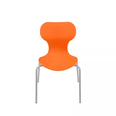 Stuhl, Sitzer, Orangener Stuhl, Kunststoffstuhl, Metallbeine