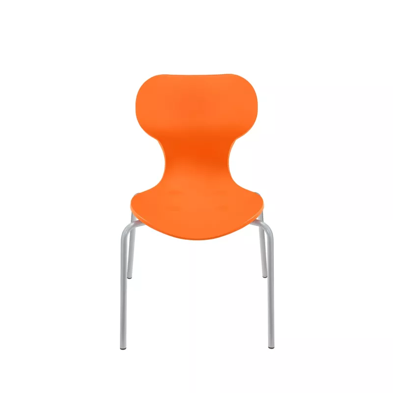 Stuhl, Sitzer, Orangener Stuhl, Kunststoffstuhl, Metallbeine