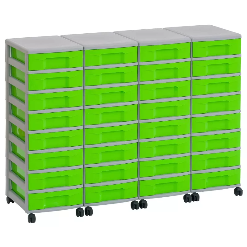 Kompaktregal, Aufbewahrungsboxen, Rollcontainer, Grün, Rolltaschen
