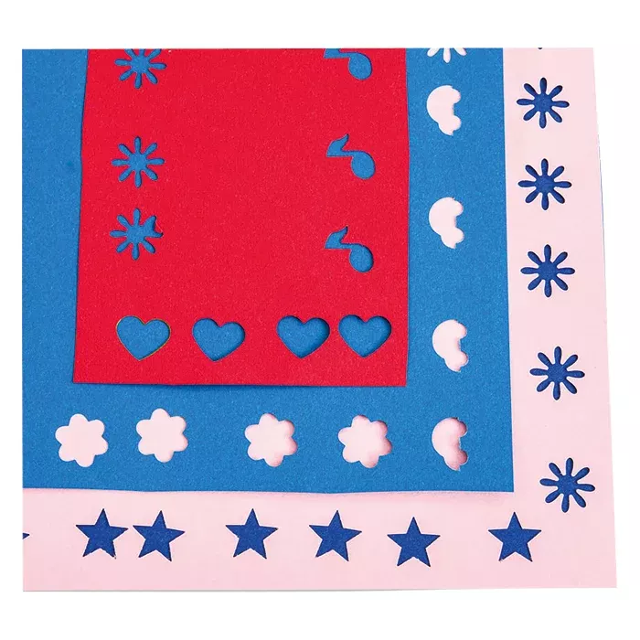 Papierbogen, Schablonenset, Stanzmotive, Blau Rosa, Herzen Sterne