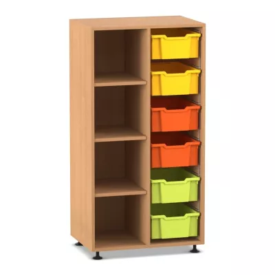Mittelhohes Regal, 143,9 x 73,1 x 48, mit 6 Boxen und 3 Böden
