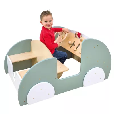 Kinderspielzeug, Holzauto, Kinderfahrzeug, Lenkrad, Grün