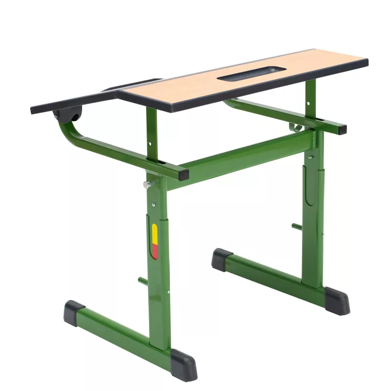 Schreibtisch, Schulbank, Holztisch, Grün, Rahmen aus Metall