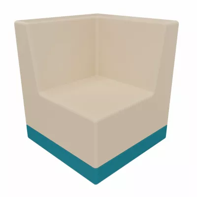 Sitzwürfel, Blumentopf, Beige, Teal Bodenrand, Eckwürfel