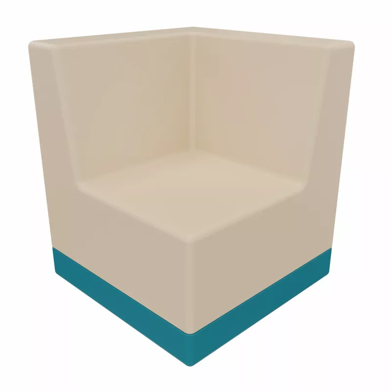 Sitzwürfel, Blumentopf, Beige, Teal Bodenrand, Eckwürfel