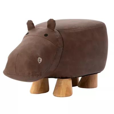 Hocker, Tierform, Stoffhocker, braun, Bein-Holz