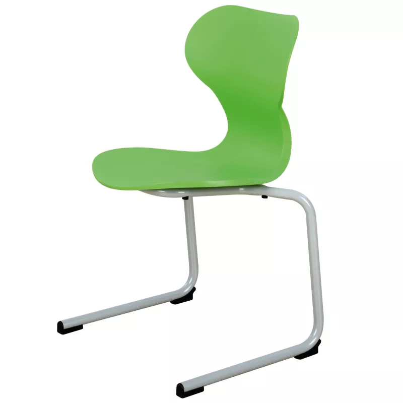 grüner stuhl, ergonomischer stuhl, Sitz aus Kunststoff, Metallrahmen, Cantilever-Stuhl