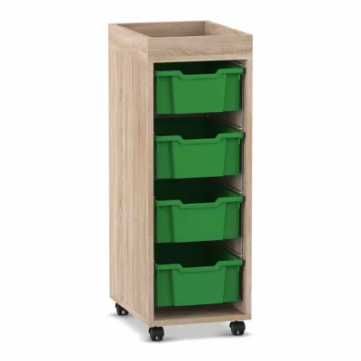 Korpuswagen, Schubladenschrank, Holzoptik, Grifflose Boxen, rollbar