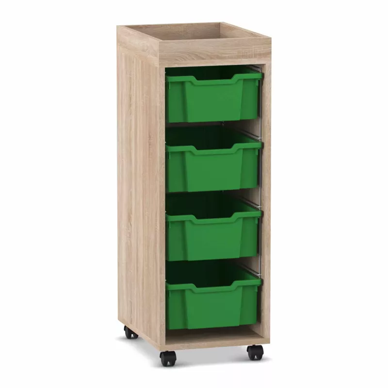 Korpuswagen, Schubladenschrank, Holzoptik, Grifflose Boxen, rollbar