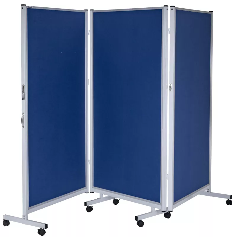 Bildschirmtrennwand, Rollbarer Raumteiler, Trennwand, Blau, Stahlrahmen
