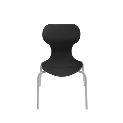 Stuhl, Schwarze Sitzfläche, Metallbeine, Sitzstuhl, Panton-ähnlich