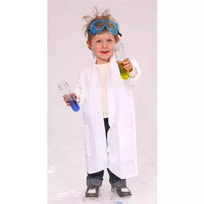 Lab coat, Child, Safety goggles, Chemistry set, Test tubes