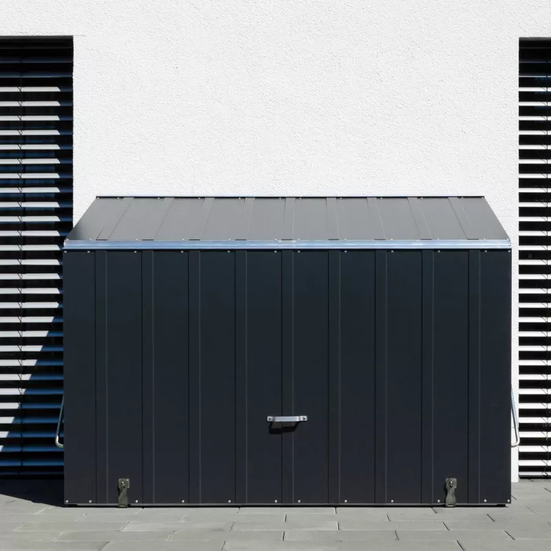 Gartenbox, Aufbewahrungsschrank, Metall, dunkelgrau, Außenraum